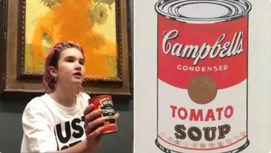 梵高向日葵被潑番茄汁